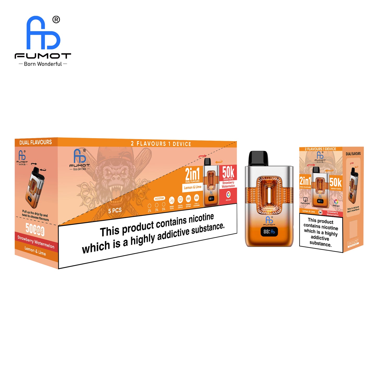 FUMOT 50K Vape ECO 2IN1 Lemon Lime & Strawberry Watermelon