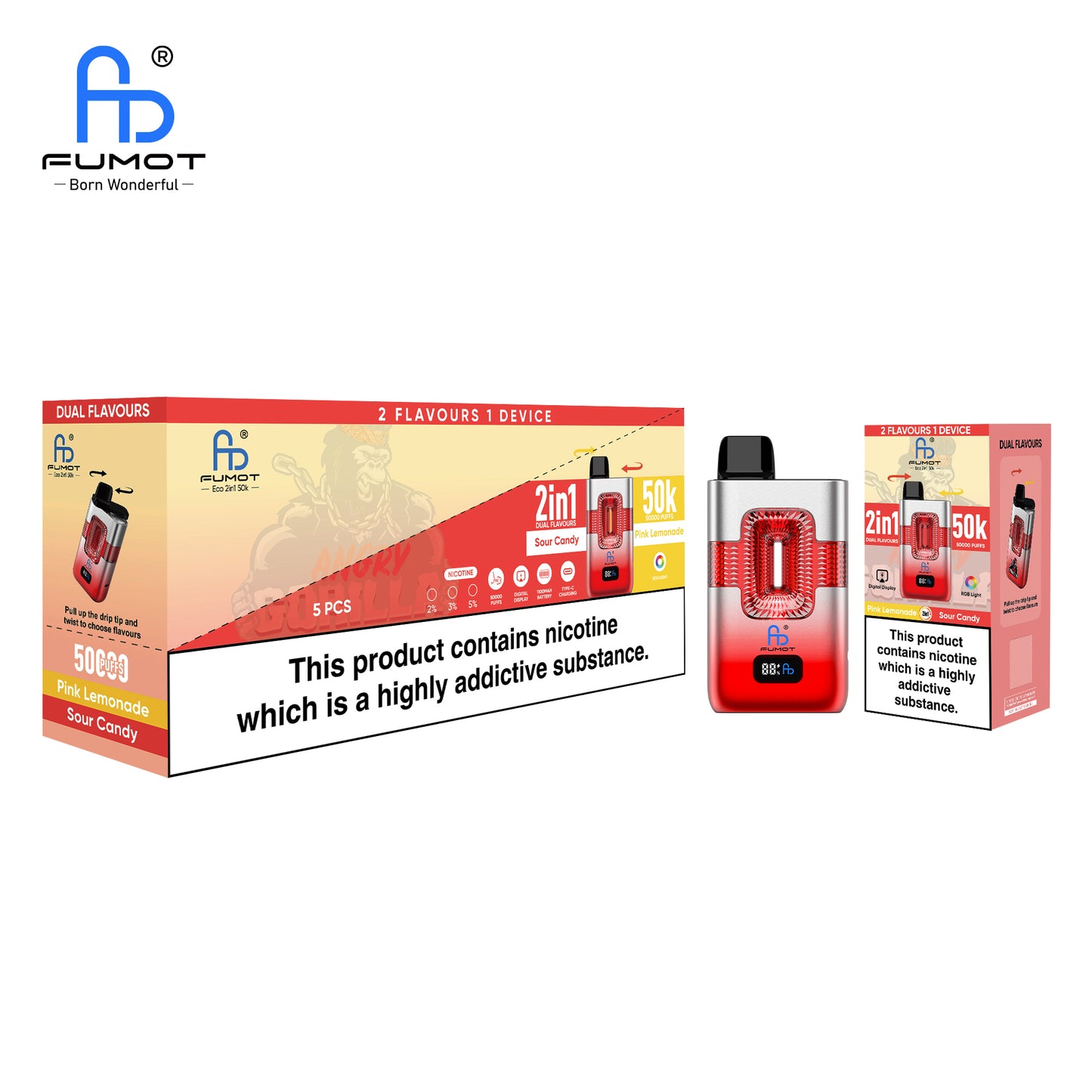 RandM FUMOT ECO 2IN1 50K Pink Lemonade & Sour Candy