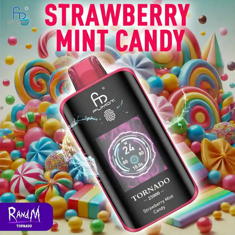 RandM Tornado Vape 25000 Puffs Strawberry Mint Candy