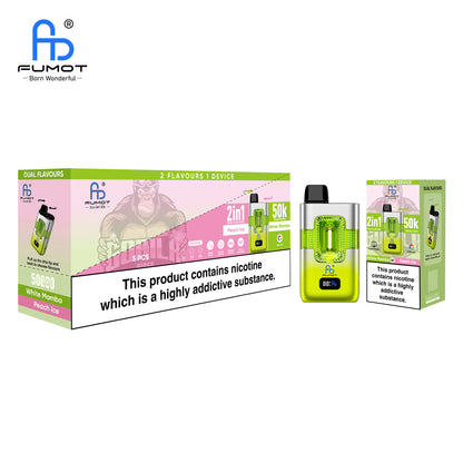 RandM FUMOT ECO 2IN1 50K Puffs Peach Ice & White Mamba