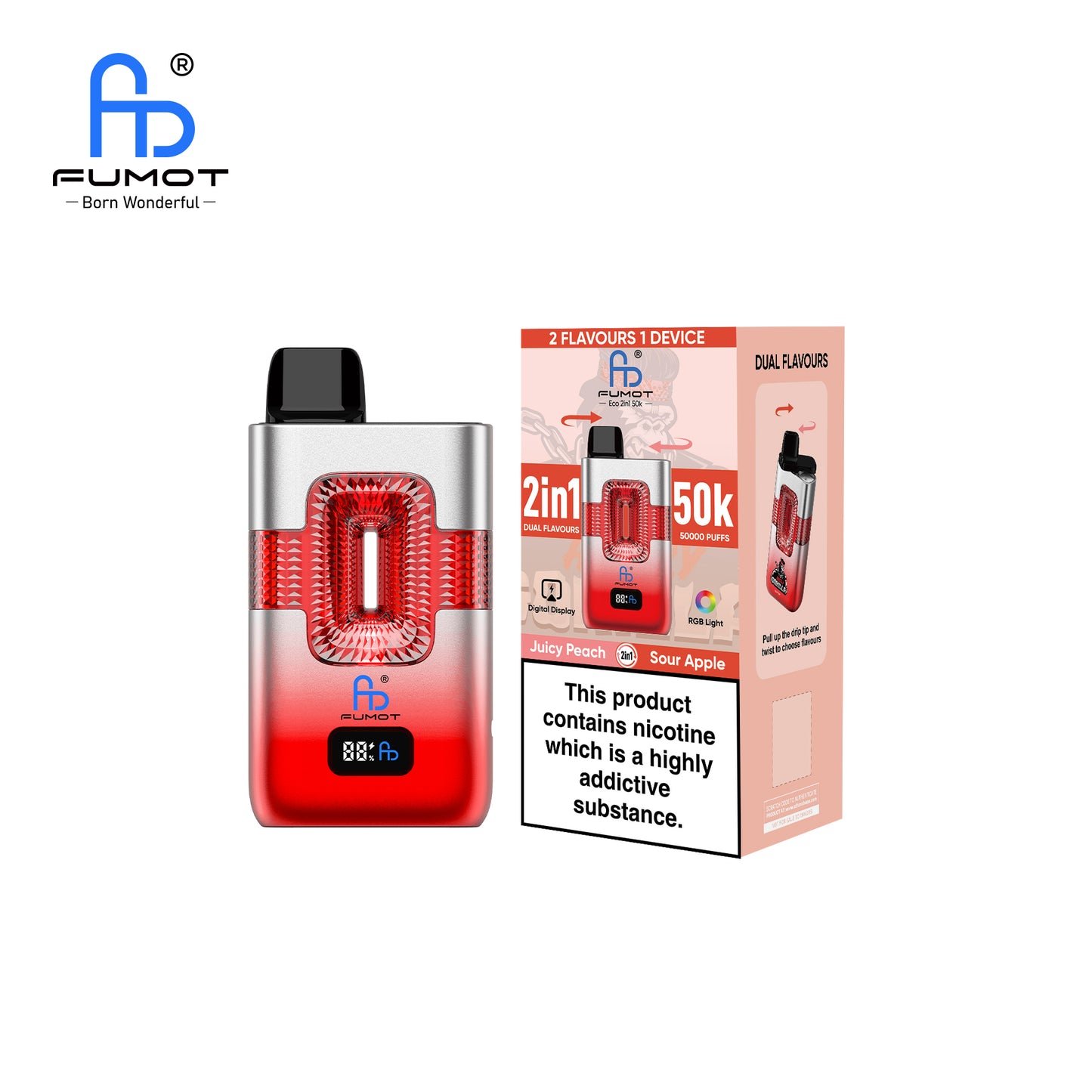 FUMOT ECO 2IN1 50K Puffs Sour Apple & Juicy Peach